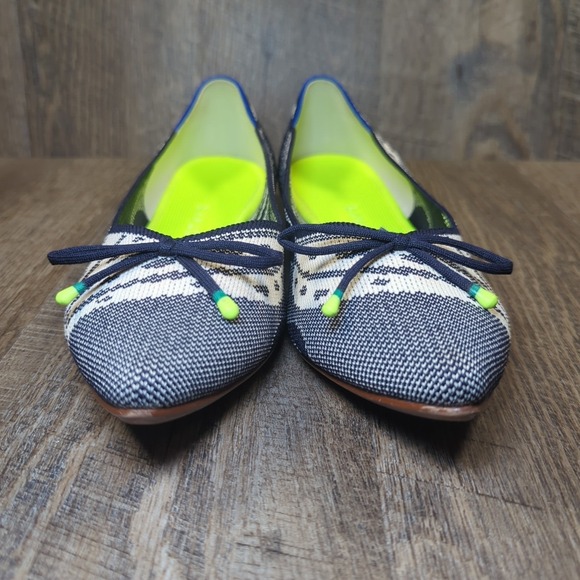 Rothy's The Point Bow Flat Botanical Navy Blue Women's Size 10.5 Retired - Picture 3 of 14